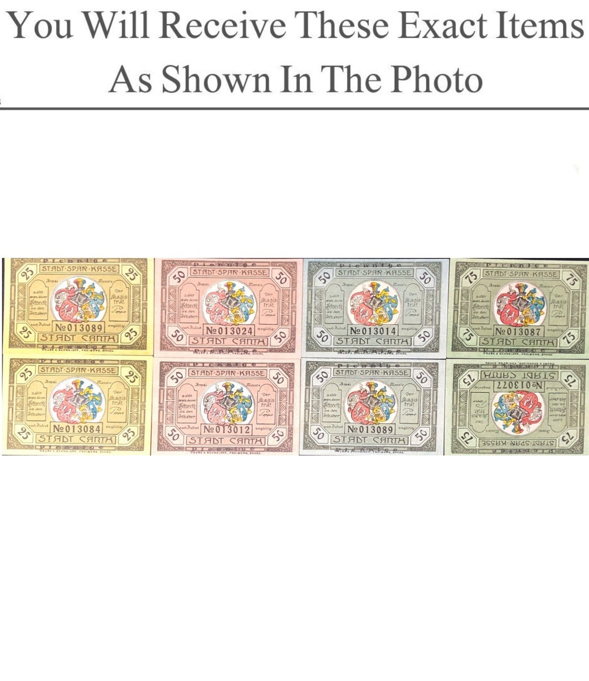 Germany Notgeld CANTH 25 50 75 Pfennig 1922 Full Set 8 pcs