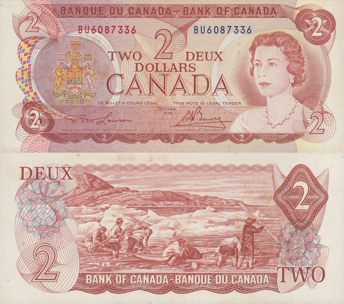 Canada 2 Dollars 1974 P 86 AU FOXING