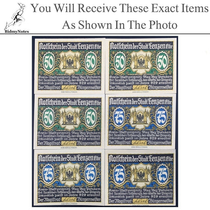 Germany Notgeld LENZEN A.D. ELBE 50 75 Pfennig Set 6 pcs