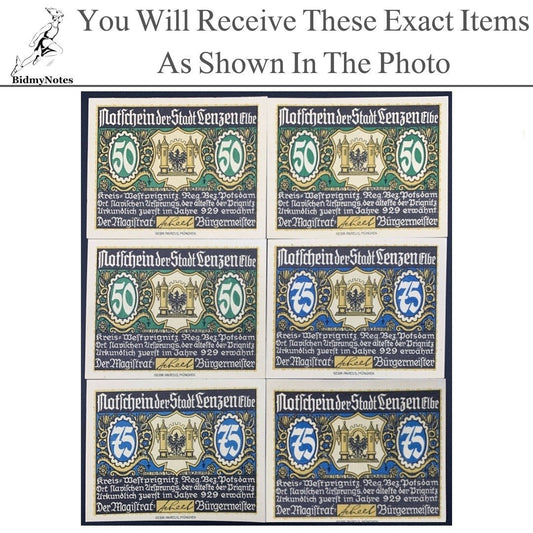Germany Notgeld LENZEN A.D. ELBE 50 75 Pfennig Set 6 pcs
