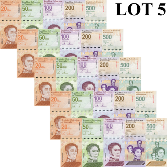 Venezuela 20 50-500 Bolivares 2021 2023 2025 P 117-121 P New UNC Set 5 Lot 5 pcs