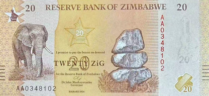 Zimbabwe 20 Zig 2026 P NEW Design UNC