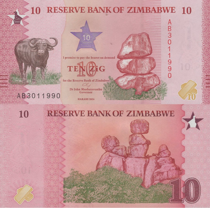 Zimbabwe 10 Zig 2026 P NEW Design UNC