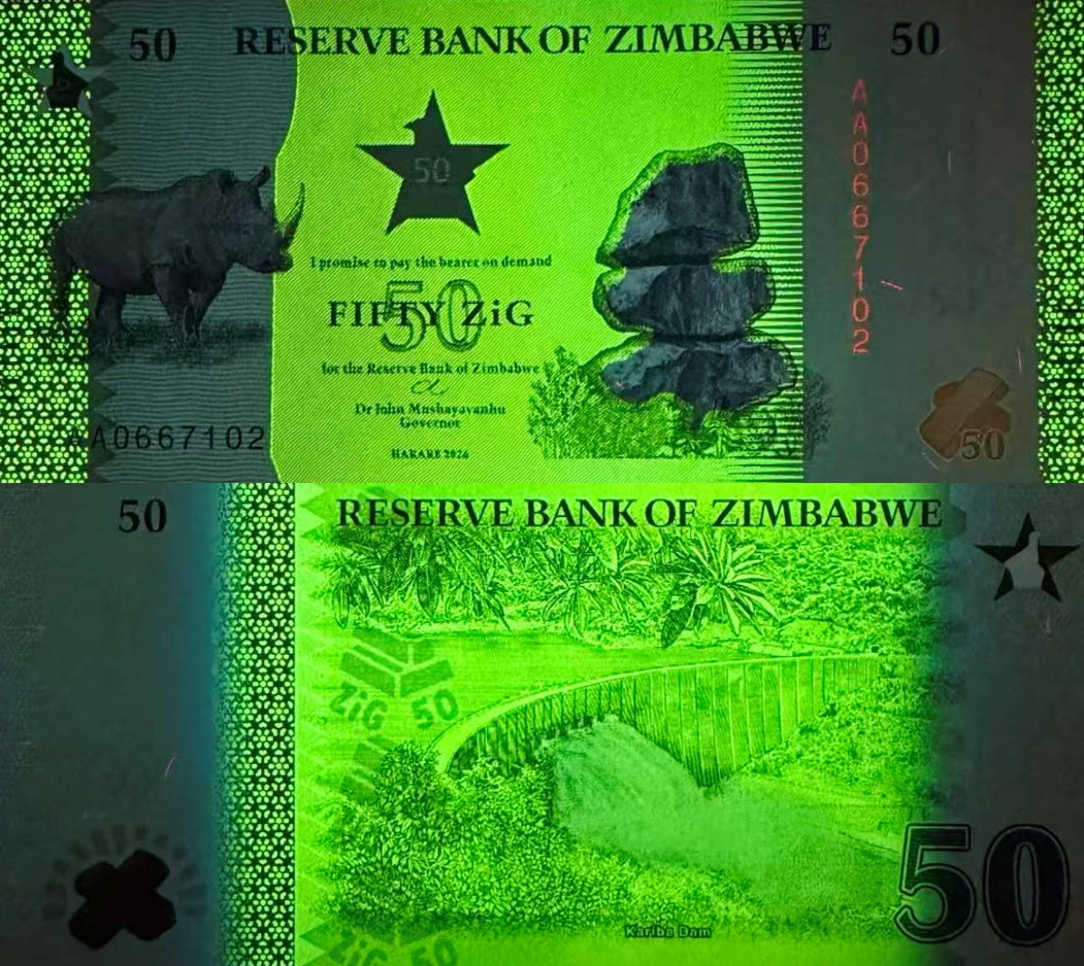 Zimbabwe 50 Zig 2026 P NEW Design UNC