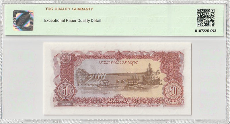 Laos Bank of the Lao PDR 50 Kip ND (1979) P 29b UNC TQG 66 EPQD With Hard Case