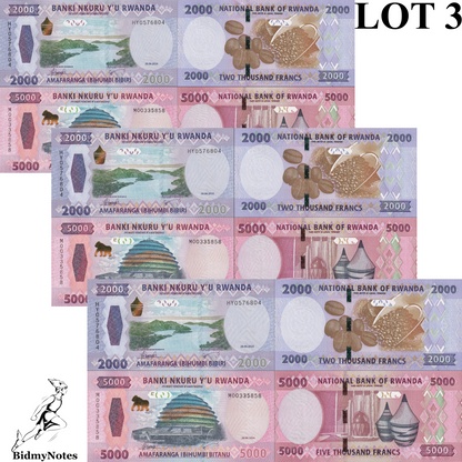 Rwanda 2000 5000 Francs/Amafaranga 2024 P 44 45 New Design UNC Set 2 Lot 3