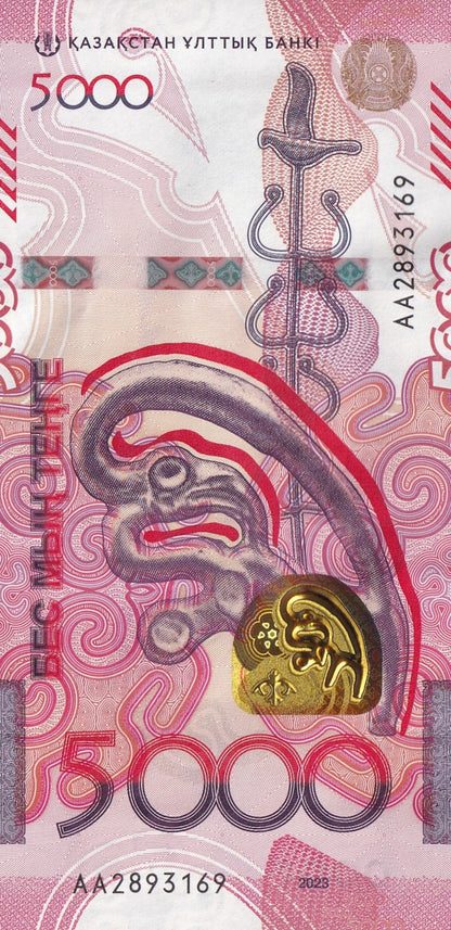 Kazakhstan 5000 Tenge 2023 / 2024 P 54 UNC AA First Prefix