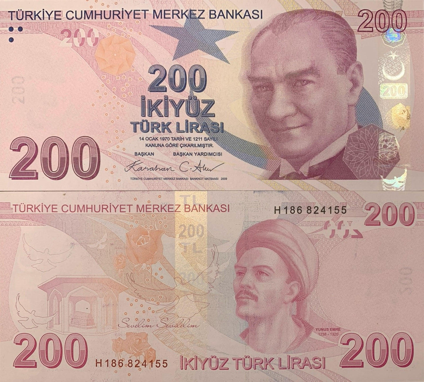 Turkey 200 Turk Lirasi 2009 2024 P 227 New Design UNC