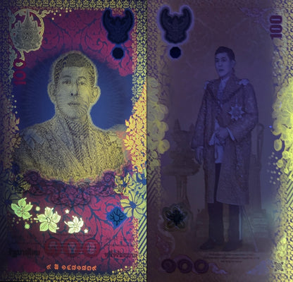 Thailand 100 Baht 2024 P 143 Polymer New Design UNC Replacement COMM. W/Folder