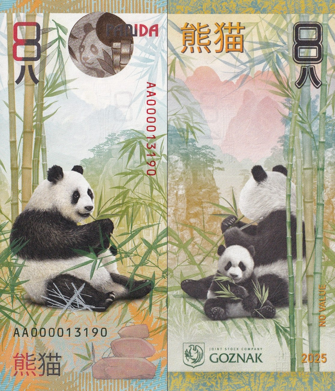 Russia Goznak 2025 Panda China UNC Test Note