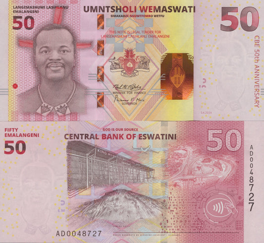 Swaziland Eswatini 50 Emalangeni 2024 P 46 New Design UNC Commemorative
